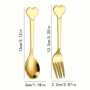 Tenedores de Postre en Forma de Corazón, Mini, de Acero Inoxidable, Dorados, para Café y Espresso, Venta al Por Mayor Personalizada - Product Image 2