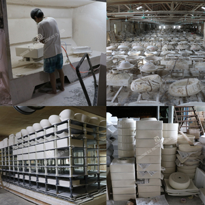 Lavabo Rotondo di Lusso in Ceramica, Lavandino Artistico Dorato in Porcellana da Appoggio per <span class=keywords><strong>Bagno</strong></span>, Lavabo per Sala da Pranzo, Lavabo per Progetti Alberghieri - Product Image 6