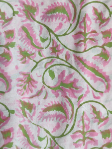 Hand <b>Block</b> <b>Printed</b> Pink Floral Cotton Fabric for Curtains Cushions Sewing Home Decor and Upholstery by the Yard - Product Image 6