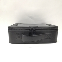 Organisateur de maquillage à la mode pour femmes étui noir en cuir PU clair Transparent PVC fenêtre fermeture éclair dur EVA boîte forme voyage