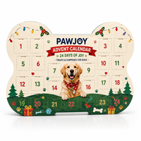 Boîte de calendrier de l'avent pour animaux de compagnie en carton imprimé sur mesure, 24 jours, friandises pour chiens, jouets, emballage cadeau de Noël