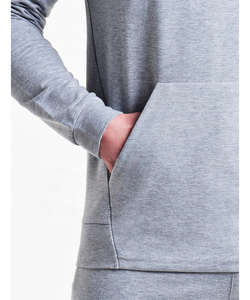 Men's gray hooded track suit full sleeve solid color casual pullover with side pockets autumn wear track suit - Product Image 3