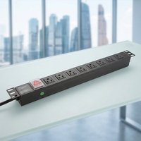 PDU de type américain 19 pouces pour montage en rack de serveur, protection contre les surtensions avec 10 prises 15A 110-120V, en alliage d'aluminium durable