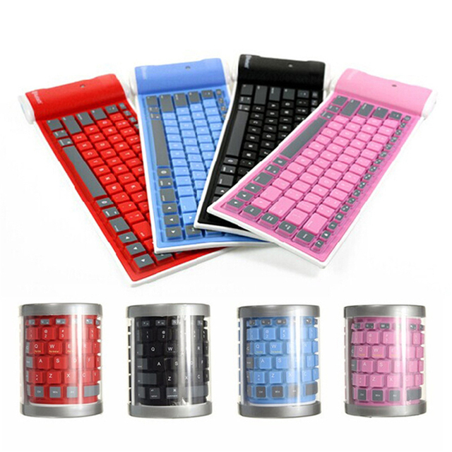 Wireless Waterproof Foldable Roll-Up Silicone Keyboard 87 Keys Soft Silent Flexible for Phone Tablet Foldable Keyboard