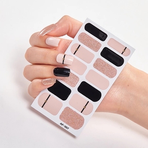Self-Adhesive Nail Polish Wraps Stickers Classic Solid Glitter Adhesive Full Wraps Strips Nail Art Polish Decals