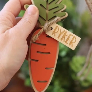 Étiquette de panier de Pâques personnalisée découpée au <span class=keywords><strong>laser</strong></span>, ornement de Pâques, étiquette de carotte 3D, décoration de Pâques, étiquette cadeau - Product Image 4