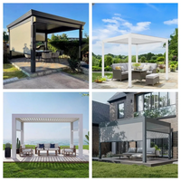 Prix d'usine Pergola extérieure moderne 8X8 en aluminium Pavillon bioclimatique avec fonctions électriques Direction d'ouverture automatique