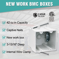 USLINSKY FGB242-RD 42 Cu.in New Work BMC Box |   Certifié ETL, résistance au feu de 2 heures |   Clous captifs profonds de 3-13/16 po pour interrupteurs électriques