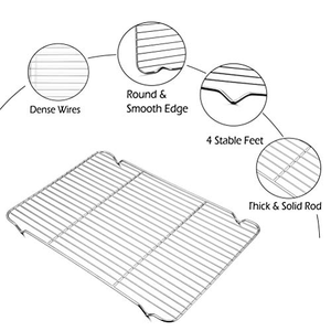 Premium Black Dishwasher Safe Eco-Friendly Rectangle Shape Carbon Steel Cake Cooling <b>Rack</b> with Mesh for <b>Baking</b> - Product Image 2