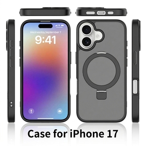 Coque Magnétique avec Anneau Support Béquille, Dos Mat Translucide PC TPU Antichoc, Protection pour iPhone 17 Pro Max - Product Image 1