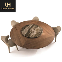 Table de salle à manger en bois artificiel avec dessus en marbre au design moderne unique