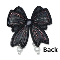 Patch en organza polyester avec nœud, broderie informatique, perles, applique à franges thermocollante, accessoires de couture DIY