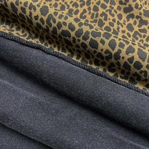 High Quality 100% Cotton Gold Leopard Print Patchwork Cutout Wide Leg Pants <b>Men's</b> Elastic Waist Drawstring Hem Streetwear - Product Image 6