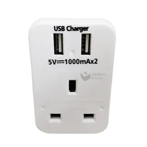 Adaptateur de prise UK vers EU, adaptateur de prise UK avec prise secteur 2 ports USB