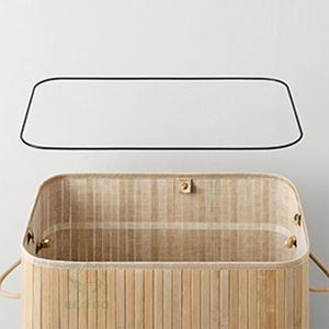 Large Capacity Eco-Friendly Bamboo <b>Laundry</b> <b>Basket</b> with Lid and Handles for Modern Bathroom Clothing Organizer - Product Image 2