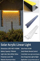 Lumière linéaire LED solaire en acrylique, étanche IP65, pour marches, escaliers extérieurs, terrasses, trottoirs, en aluminium et verre trempé