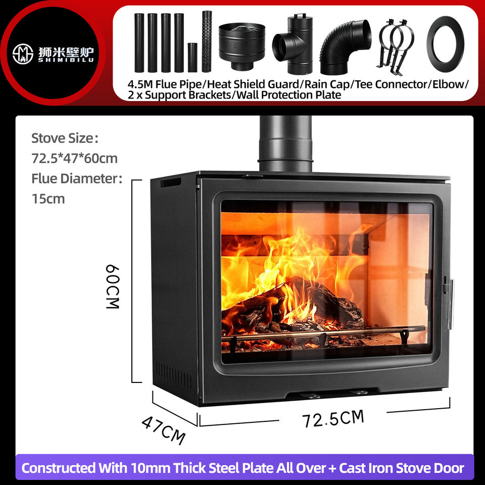 Smokeless Cast Iron Wood Burning Stove Real Fire Fireplace Freestanding ...
