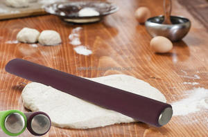 Kitchen Household <b>Silicone</b> Rubber Rolling Pin With Customer Logo Stainless Steel Pastry Dough Rolling Pin - Product Image 6