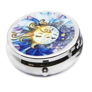 Thanh lịch vòng <span class=keywords><strong>Pill</strong></span> trường hợp cho PURSE Pocket kim loại cầm tay y Tablet chủ container với 3 khoang hộp thiếc - Product Image 1