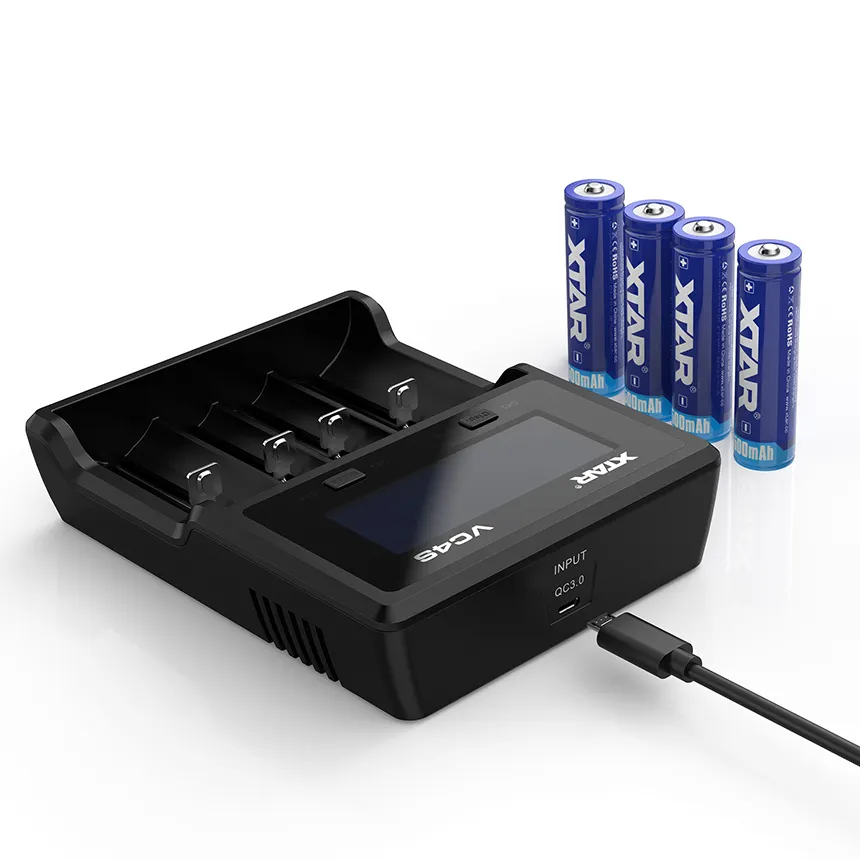 Xtar VC4S New 4slot Universal nihm 10440 14500 18650 20700 21700 Lithium ion Liion Batteries Powerful Quick Charger