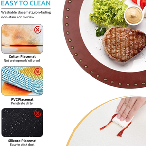 Sets de table ronds en similicuir, dessous de plat circulaires pour cuisine, <span class=keywords><strong>bar</strong></span> à petit-déjeuner et table basse - Product Image 5