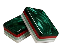 Ensemble de mahjong américain vert émeraude de luxe, tuiles à 4 couches, jeu de table pour 4 joueurs, cadeau de Noël idéal