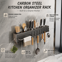 Support mural multifonctionnel en métal pour couteaux et baguettes, sans perçage, avec rangement intégré et égouttoir