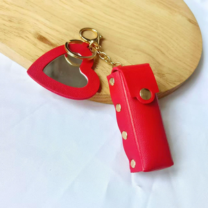 PU cuir bouche rouge enveloppe amour petit miroir pendentif transfrontalier créatif cuir porte-clés Mini miroir de maquillage pour les femmes - Product Image 5