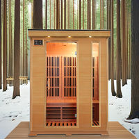 Sauna à vapeur intérieur électrique moderne en bois massif compact avec poêle à sauna et panneau de commande d'ordinateur 220V pour la vie en appartement