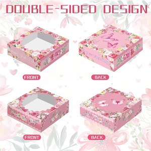 Caja de Galletas para el Día de la Madre con Ventana, Cajas Rosas para Regalo con Ventana, Cajas de Pastelería para el Cumpleaños de Mamá, Artículos para Fiestas - Product Image 2