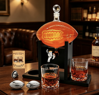 Ensemble de carafes à whisky Football avec distributeur de liqueur et refroidisseur, idéal pour Tequila, Bourbon et autres spiritueux – Cadeau original pour les fans de football