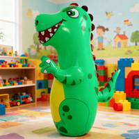 Sac de frappe gonflable en plastique Dinosaure, jouet de boxe style décontracté pour enfants, parfait pour les activités de plein air, cadeau pour garçons et adultes