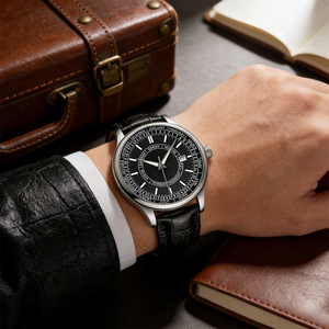 Orologio da <span class=keywords><strong>Uomo</strong></span> Elegante e di Lusso con <span class=keywords><strong>Cinturino</strong></span> in <span class=keywords><strong>Pelle</strong></span> e Calendario, Orologio al Quarzo per <span class=keywords><strong>Uomo</strong></span> - Product Image 3
