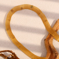 Collar de cadena de red de acero inoxidable chapado en oro de 18 quilates para mujer, regalo de joyería impermeable para primavera y verano