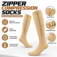 Chaussettes de compression à fermeture éclair, hauteur genou, soutien gradué, pour femmes et hommes, idéales pour les voyages, la circulation debout et le quotidien