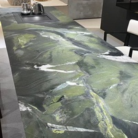 Table à manger en marbre vert avocat, moderne, faite à la main, écologique, luxe léger, pierre naturelle, personnalisable, mobilier de maison, OEM
