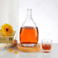 Bouteille en verre transparente de 750 ml au design unique et populaire, forme mini exotique, pour vin, whisky, vodka et tequila, avec bouchon en liège – Vente en gros