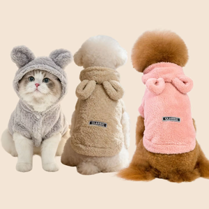 <span class=keywords><strong>Ropa</strong></span> de Invierno Personalizada al por Mayor para Perros, Sudadera con Capucha de Orejas de Oso de Forro Polar Ártico, Suéter para Mascotas de Razas Pequeñas, Medianas y Grandes, Jersey Casual de Color Sólido - Product Image 3