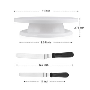 Cake Turntable Set With Scraper And Spatula 11 Inch For Cake Decorating Indoor Use - Product Image 1