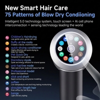 Sèche-cheveux sans balais haute vitesse 1600W, 500 millions d'ions négatifs, écran LCD, séchage rapide, 3 vitesses, air chaud et froid, utilisation hôtelière et extérieure