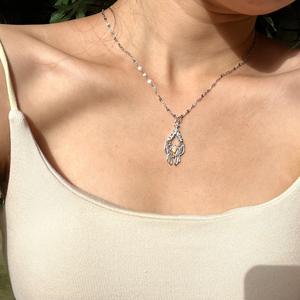 Women's S925 Sterling <b>Silver</b> Mockingbird Swallow Pendant <b>Necklace</b> Elegant <b>Simple</b> Personality Temperament Collarbone Chain - Product Image 2