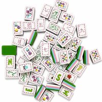 Jeu de Mahjong de Luxe Américain, Tuiles Acryliques Vertes à 4 Couches de 1,42 Pouces, 160 Pièces, Moderne, Inspiré du Grinch de Noël, Double Face