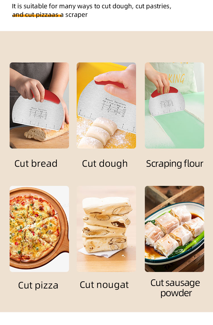 Stainless steel Pastry Dough cutter chopper scraper with Ruler kitchen baking tools Dough Bench Scraper