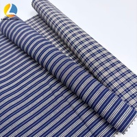 Tissu en coton teint en fil à carreaux et rayures, couleur marine et beige, tissé, pour chemises décontractées, robes et textiles de maison