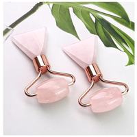 Rouleau de massage en cristal de quartz rose naturel, multifonctionnel, pour le visage, lifting, bâtonnet Gua Sha, santé du corps entier