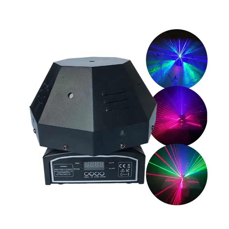 RGB lampu disko Laser, lampu kepala bergerak Laser bentuk jamur 9 mata Laser RGB kecil Lazer proyektor lampu Laser untuk ruang Karaoke pesta rumah