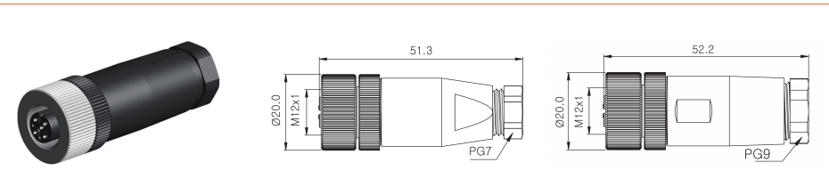 Straight Female M12 Waterproof Connector 17 Pin Plastic Assembly