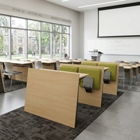 Chaise d'université en bois au design moderne avec tablette d'écriture, bureau scolaire avec coussin, 3 tiroirs, ensembles scolaires ignifuges