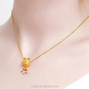 Collar de Oro de Dubái con Diseño de Pez <span class=keywords><strong>Ponyo</strong></span>, Bañado en Latón con Oro de 14K, Pequeño Pez Dorado, Ji Yusheng Has You - Product Image 5