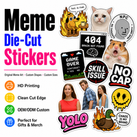 Impression d'étiquettes autocollantes découpées sur mesure avec logo de marque d'entreprise, motifs humoristiques de memes d'Internet, étiquettes de marque écologiques